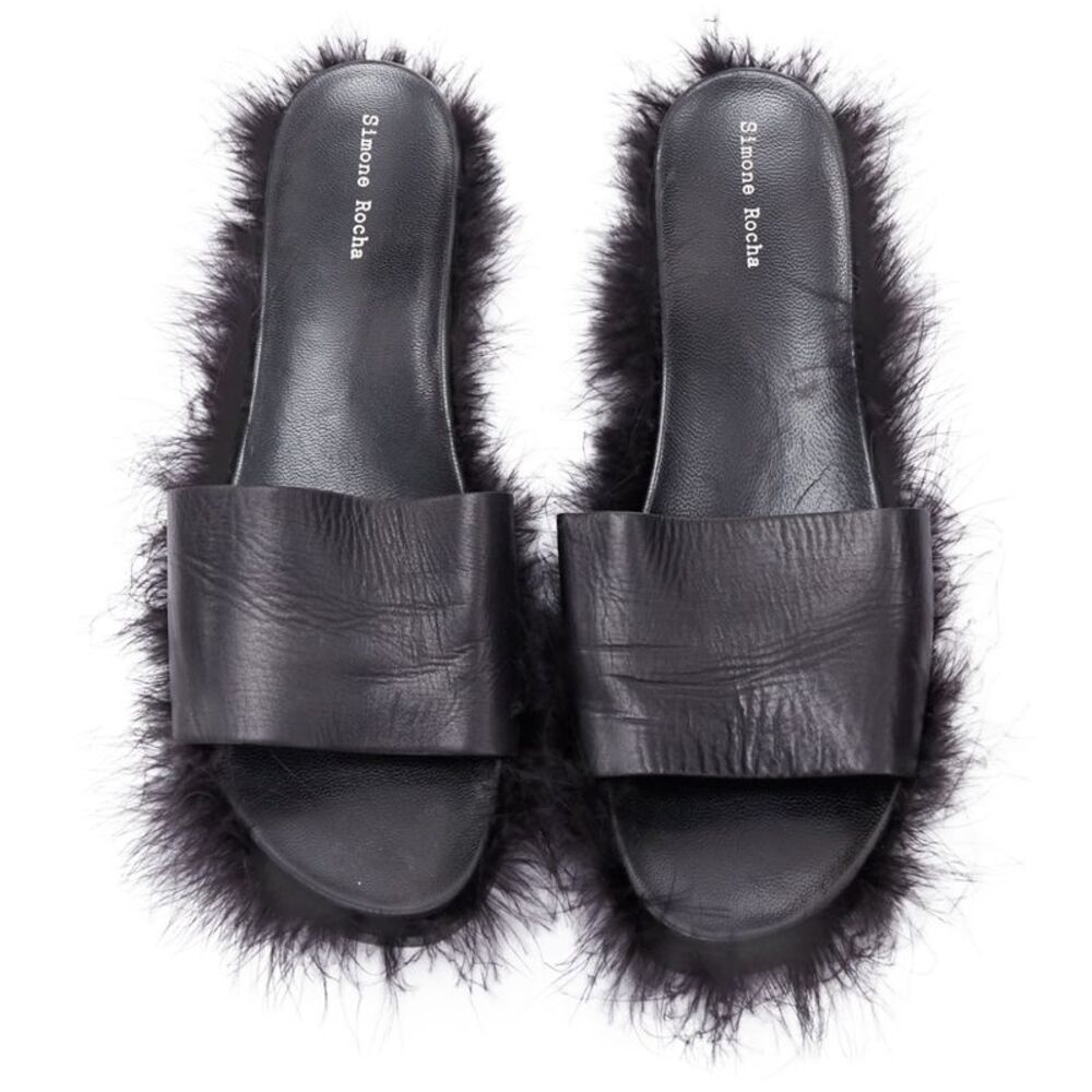 Simone Rocha Leather Feather Slides Mules